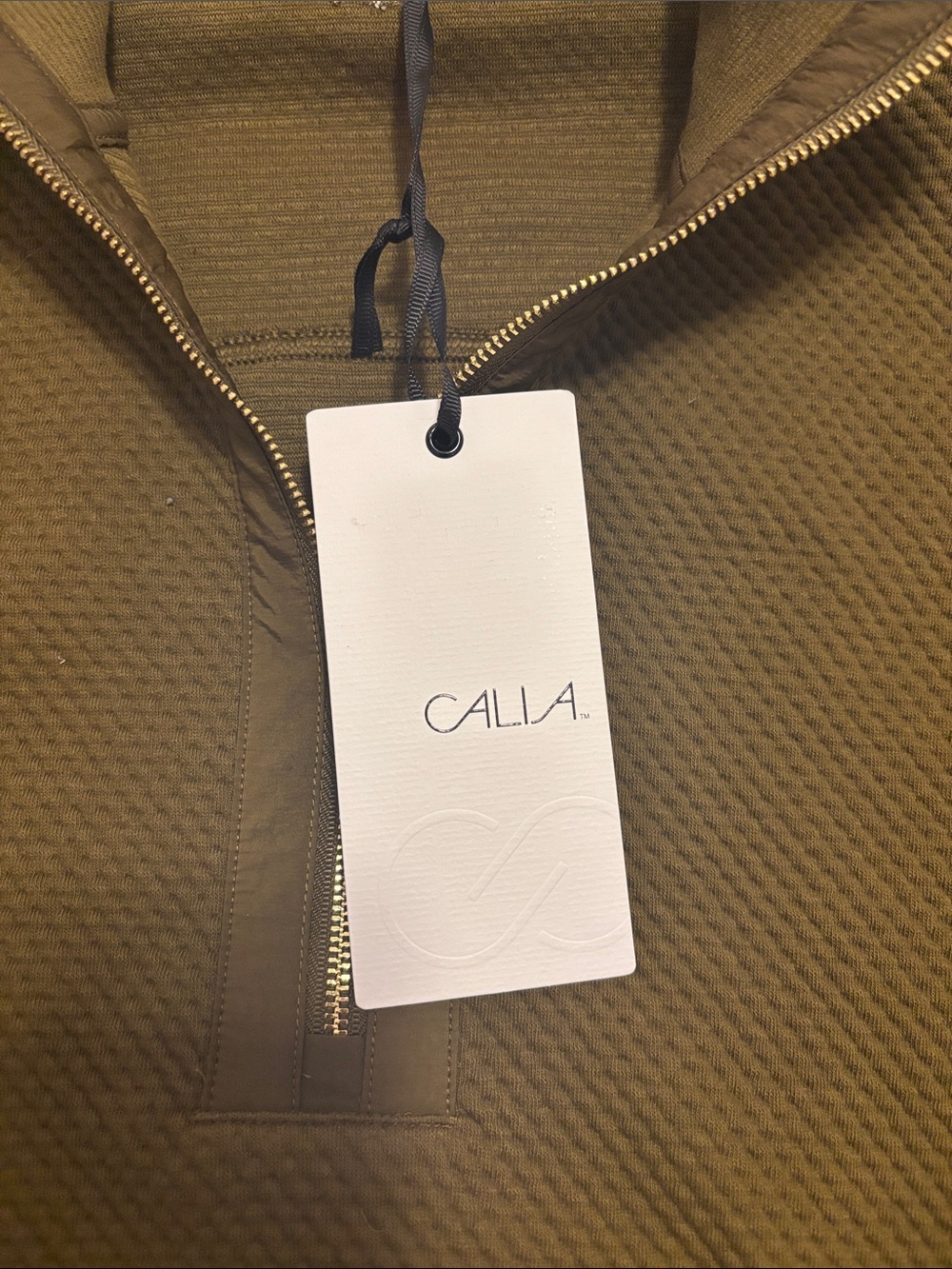 CAlia women’s Olive Quarter-Zip Texture Pullover - Picture 2 of 3
